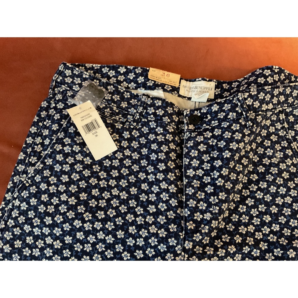 Denim & Supply Ralph Lauren Mens Blue Floral Print Shorts Size 36 NWT MW172 CORE - Picture 3 of 5